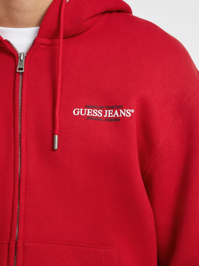 GUESS Hoodies and Sweaters American Tradition ZipUp Hoodie White 8211 Men