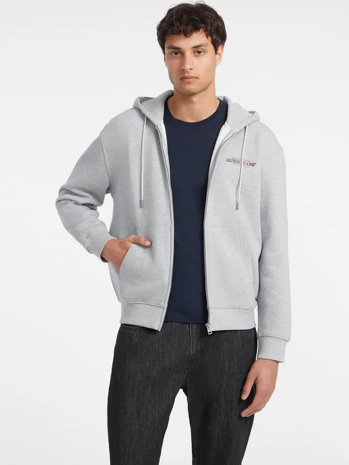 GUESS Hoodies and Sweaters American Tradition ZipUp Hoodie White 8211 Men