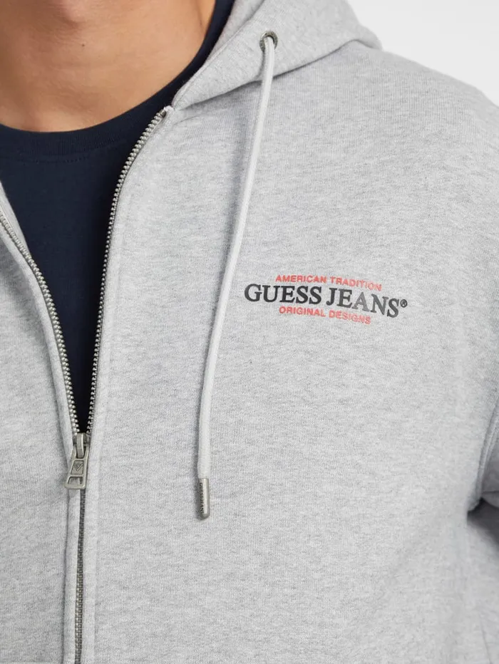 GUESS Hoodies and Sweaters American Tradition ZipUp Hoodie White 8211 Men