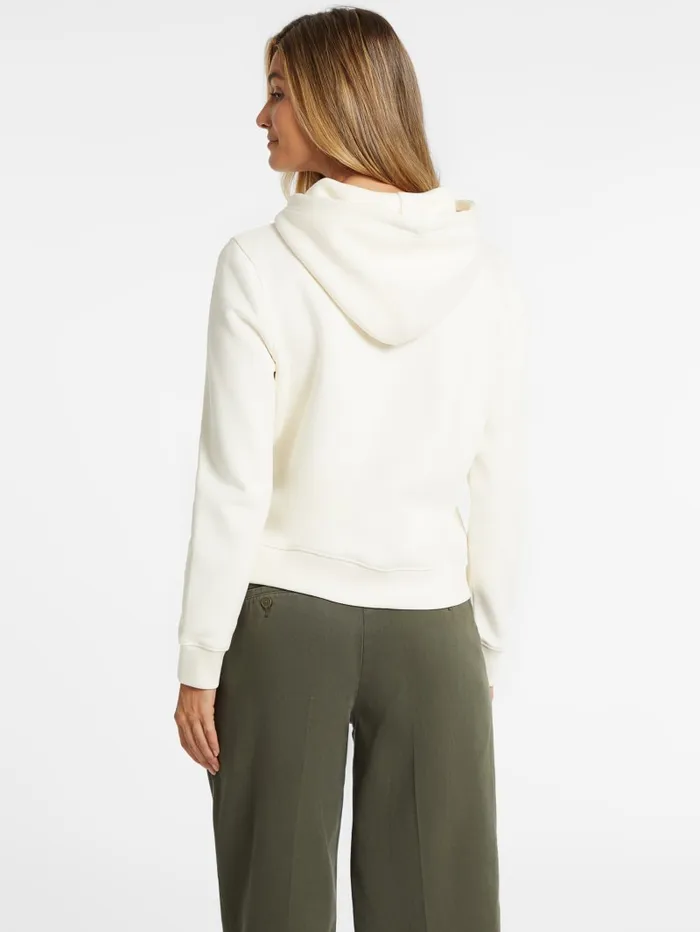 GUESS Hoodies and Sweaters Classic Logo Patch ZipUp Hoodie White 8211 Women