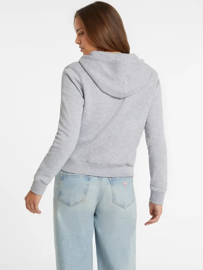 GUESS Hoodies and Sweaters Classic Logo Patch ZipUp Hoodie White 8211 Women