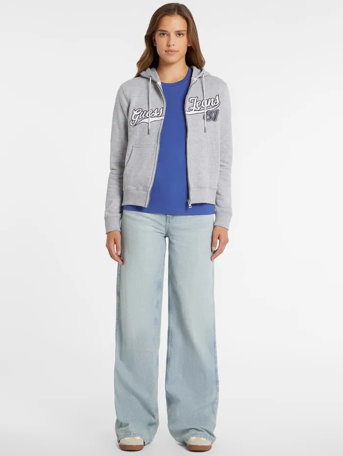 GUESS Hoodies and Sweaters Classic Logo Patch ZipUp Hoodie White 8211 Women