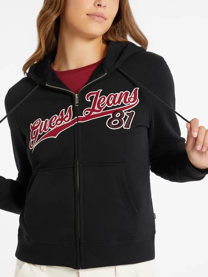 GUESS Hoodies and Sweaters Classic Logo Patch ZipUp Hoodie White 8211 Women