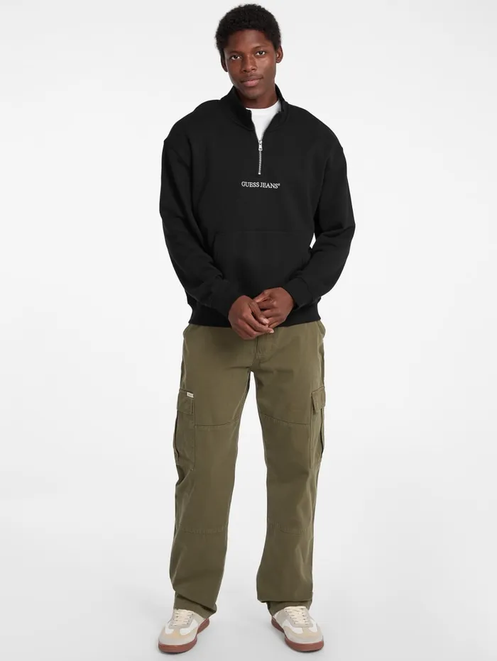 GUESS Hoodies and Sweaters Eco HalfZip Logo Sweater Blue 8211 Men