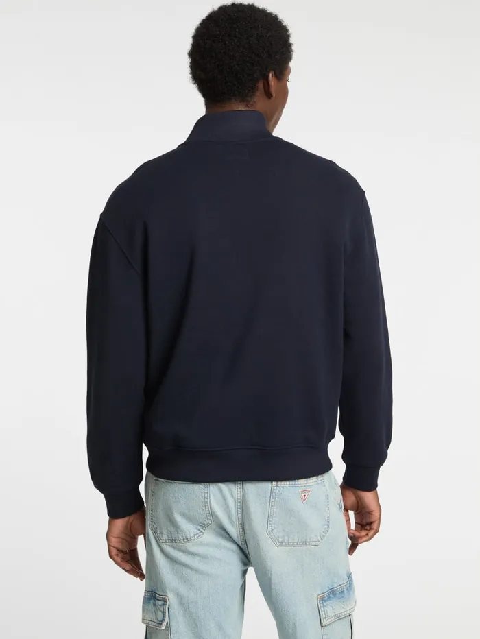 GUESS Hoodies and Sweaters Eco HalfZip Logo Sweater Blue 8211 Men