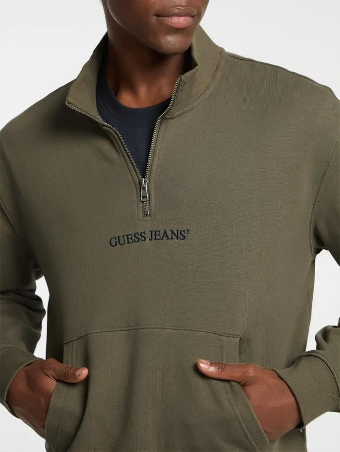 GUESS Hoodies and Sweaters Eco HalfZip Logo Sweater Blue 8211 Men