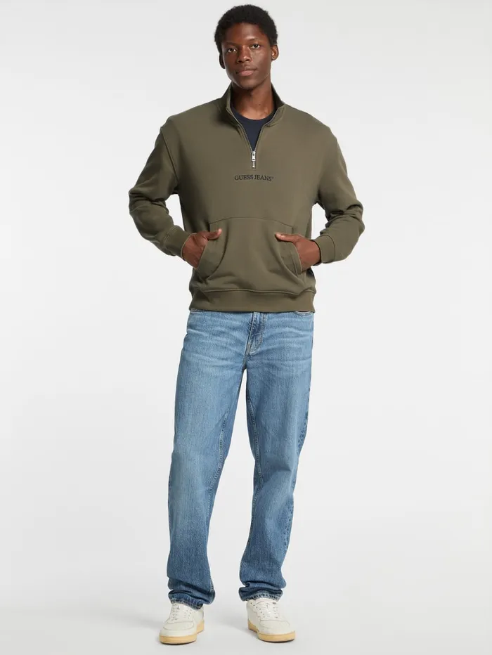 GUESS Hoodies and Sweaters Eco HalfZip Logo Sweater Blue 8211 Men
