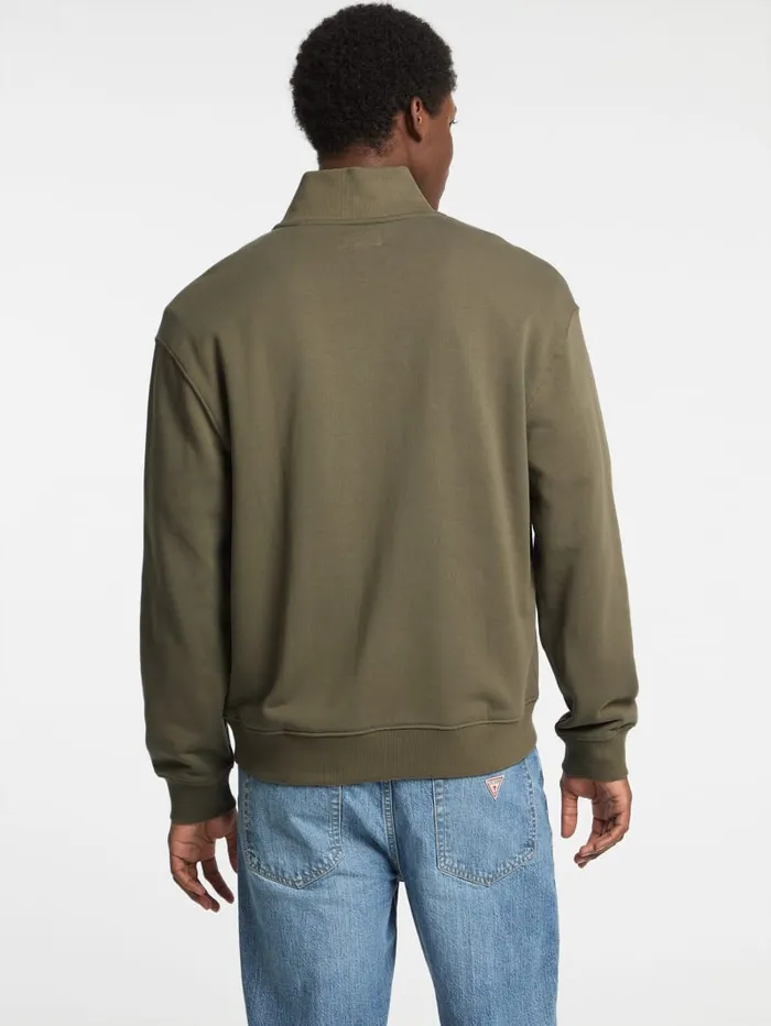 GUESS Hoodies and Sweaters Eco HalfZip Logo Sweater Blue 8211 Men