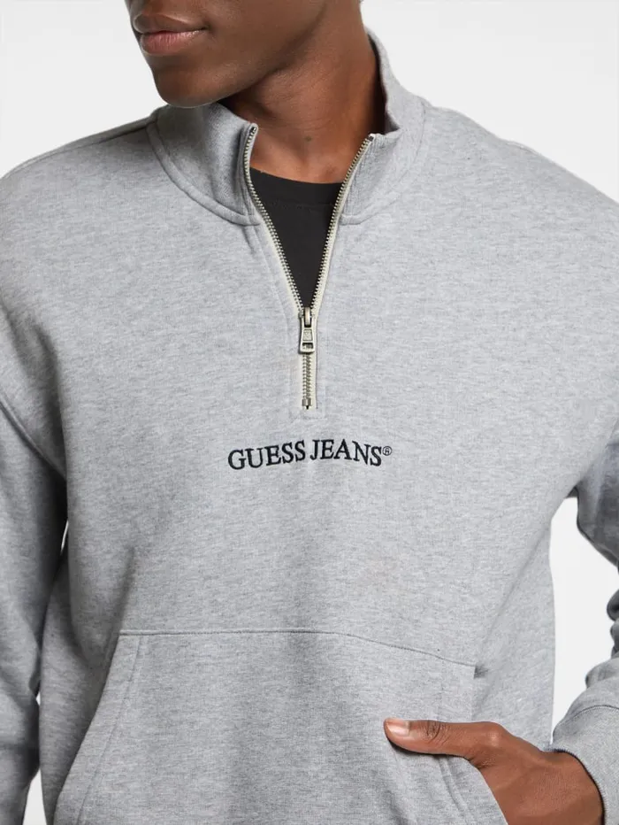 GUESS Hoodies and Sweaters Eco HalfZip Logo Sweater Blue 8211 Men