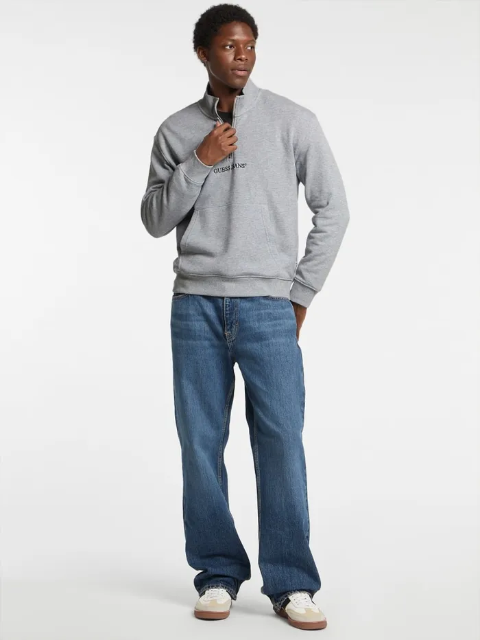 GUESS Hoodies and Sweaters Eco HalfZip Logo Sweater Blue 8211 Men