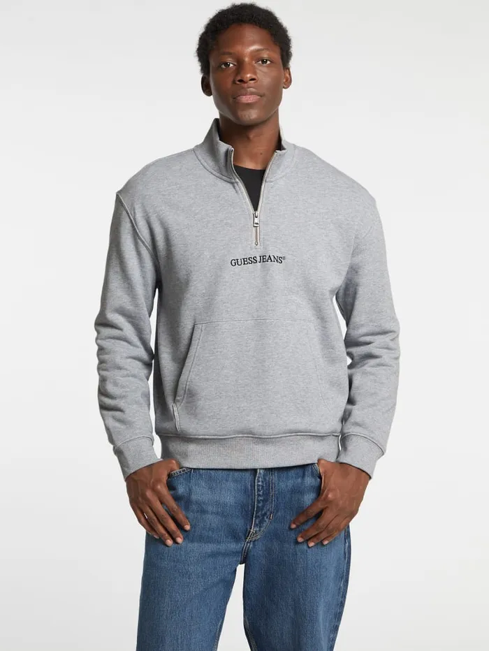 GUESS Hoodies and Sweaters Eco HalfZip Logo Sweater Blue 8211 Men
