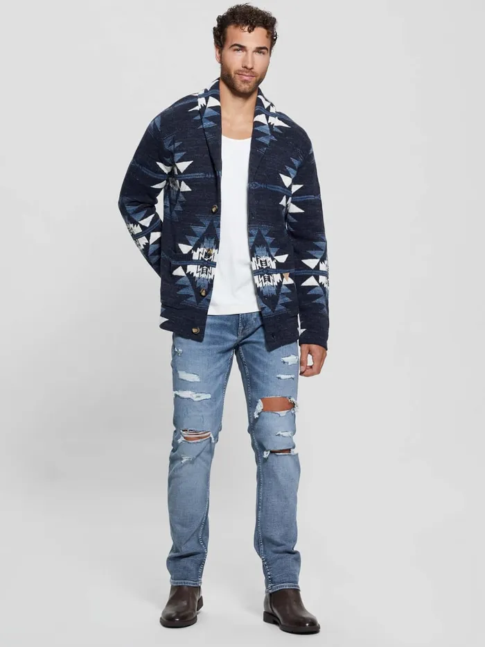 GUESS Hoodies and Sweaters Efisio Southwest Cardigan Blue 8211 Men