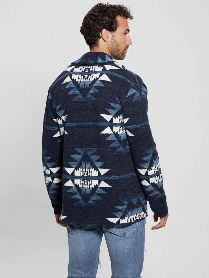 GUESS Hoodies and Sweaters Efisio Southwest Cardigan Blue 8211 Men