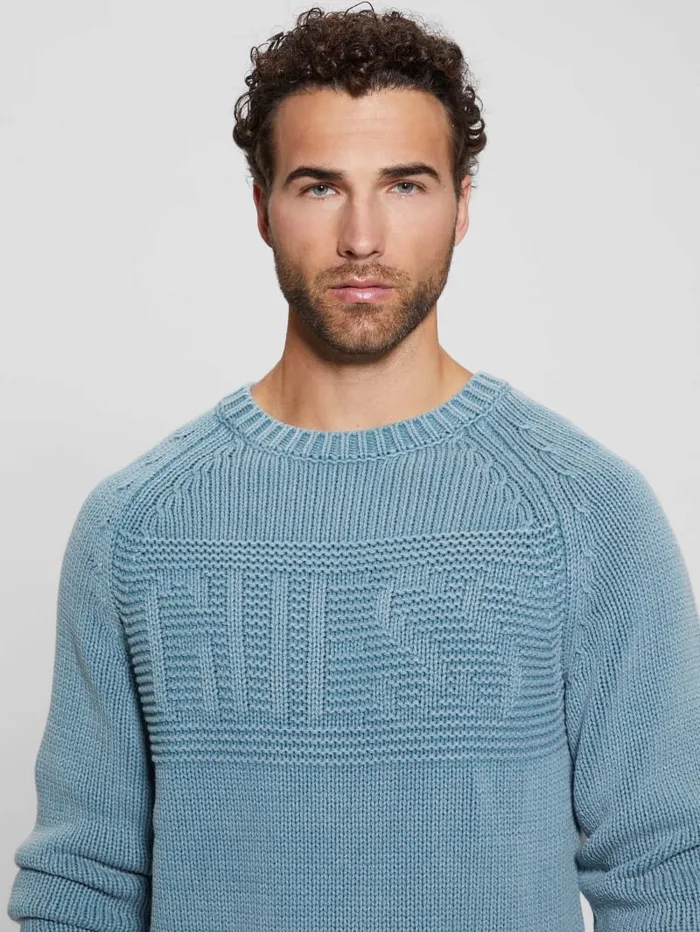 GUESS Hoodies and Sweaters Ellery Stitched Logo Sweater Blue 8211 Men