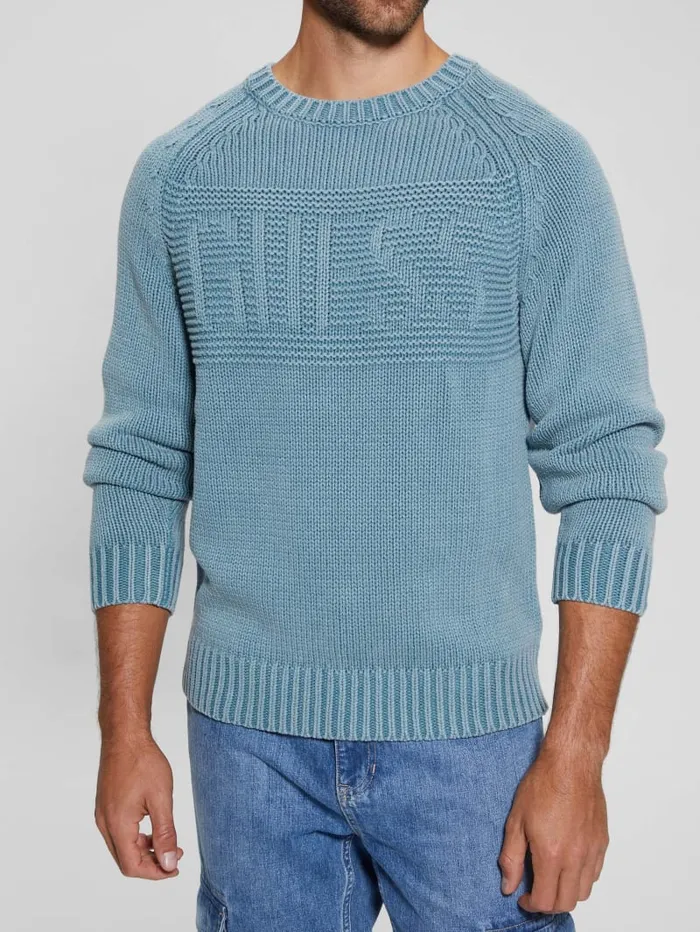 GUESS Hoodies and Sweaters Ellery Stitched Logo Sweater Blue 8211 Men