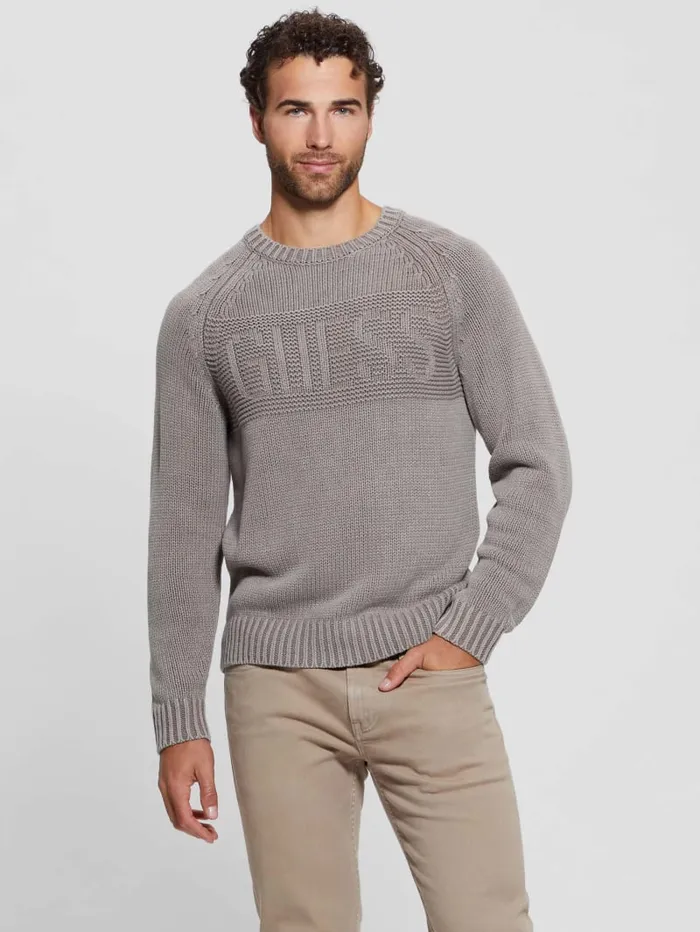 GUESS Hoodies and Sweaters Ellery Stitched Logo Sweater Blue 8211 Men