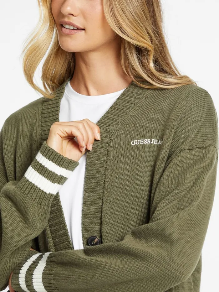 GUESS Hoodies and Sweaters Embroidered Logo Varsity Cardigan Green 8211 Women