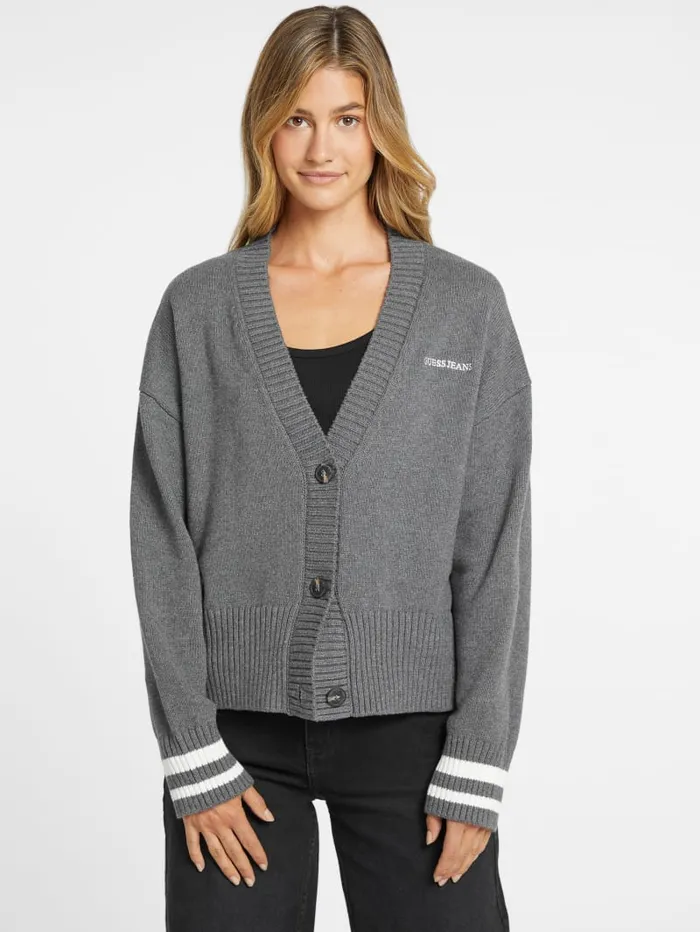 GUESS Hoodies and Sweaters Embroidered Logo Varsity Cardigan Green 8211 Women