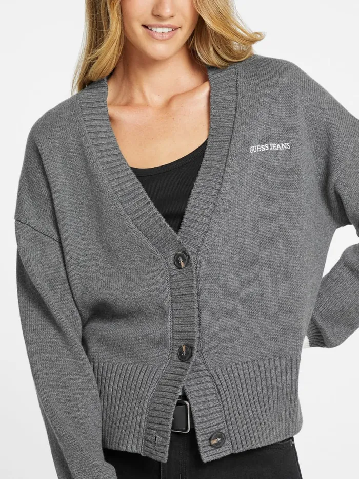 GUESS Hoodies and Sweaters Embroidered Logo Varsity Cardigan Green 8211 Women