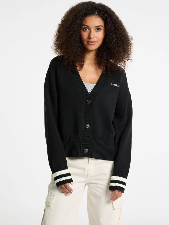 GUESS Hoodies and Sweaters Embroidered Logo Varsity Cardigan Green 8211 Women