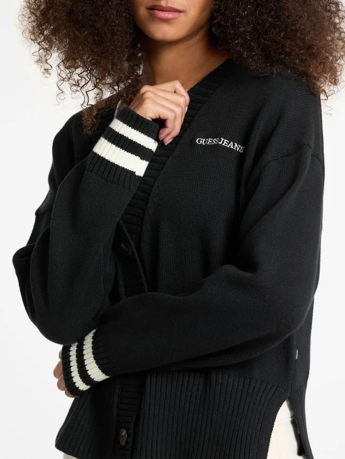 GUESS Hoodies and Sweaters Embroidered Logo Varsity Cardigan Green 8211 Women