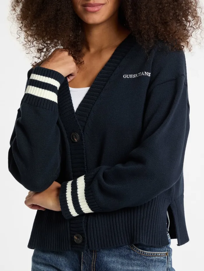 GUESS Hoodies and Sweaters Embroidered Logo Varsity Cardigan Green 8211 Women