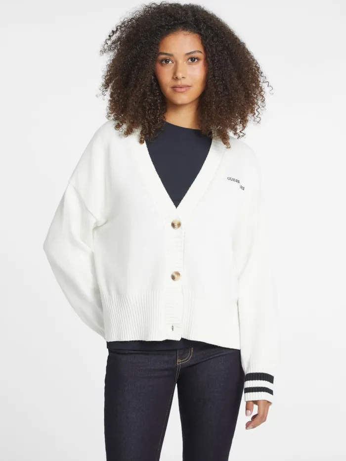 GUESS Hoodies and Sweaters Embroidered Logo Varsity Cardigan Green 8211 Women
