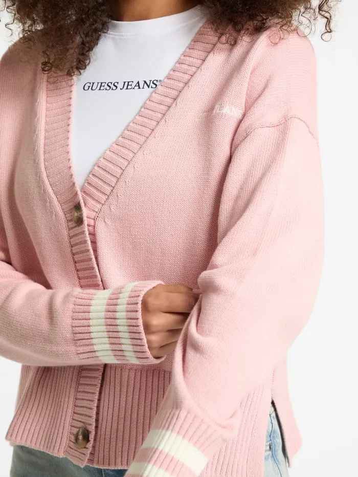 GUESS Hoodies and Sweaters Embroidered Logo Varsity Cardigan Green 8211 Women