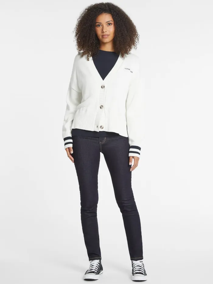 GUESS Hoodies and Sweaters Embroidered Logo Varsity Cardigan Pink 8211 Women