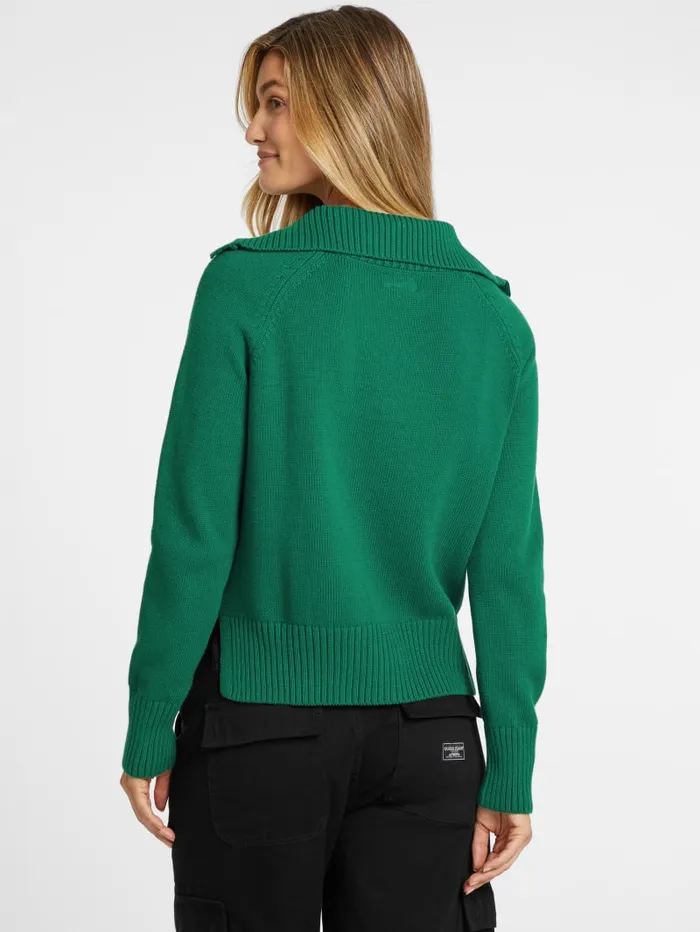 GUESS Hoodies and Sweaters Mini Triangle Polo Sweater Black 8211 Women