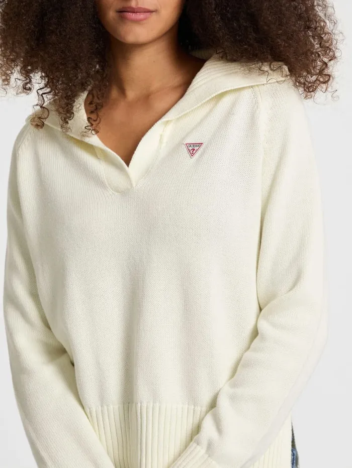 GUESS Hoodies and Sweaters Mini Triangle Polo Sweater Black 8211 Women
