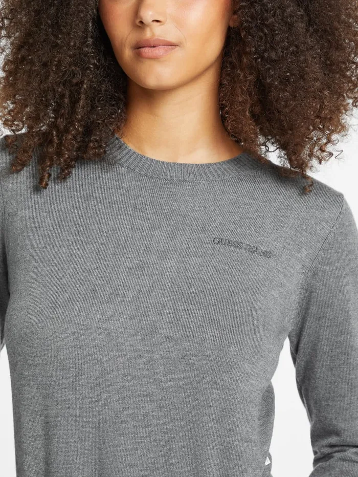GUESS Hoodies and Sweaters Silk And WoolBlend Crew Logo Sweater Black 8211 Women