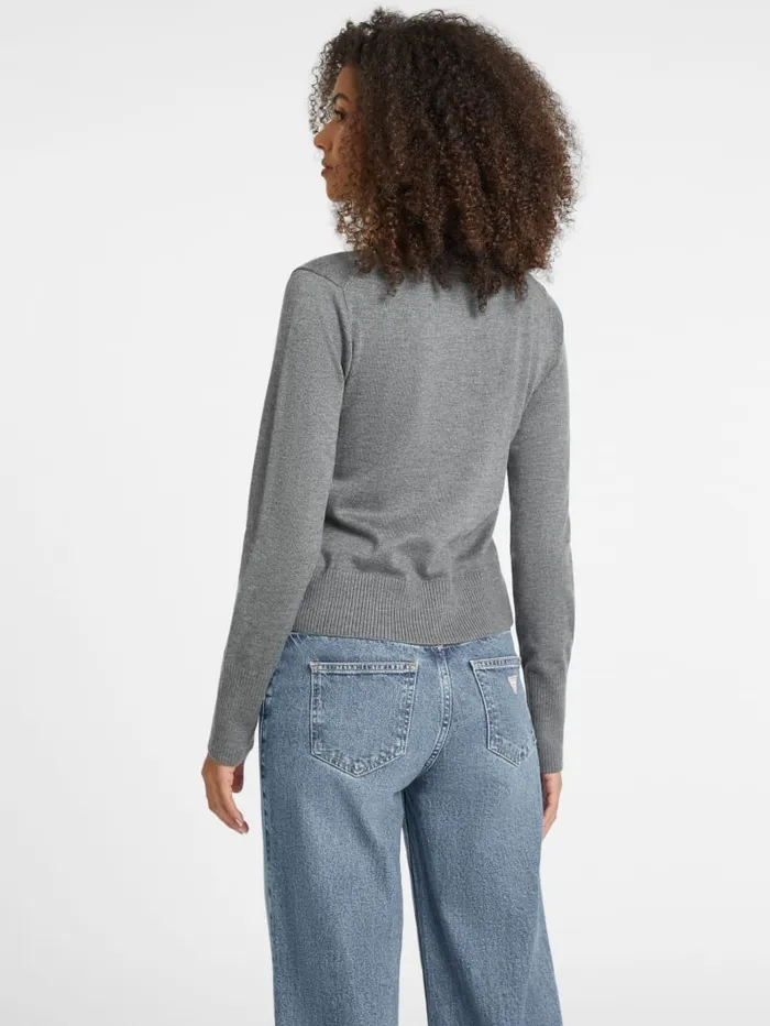 GUESS Hoodies and Sweaters Silk And WoolBlend Crew Logo Sweater Black 8211 Women