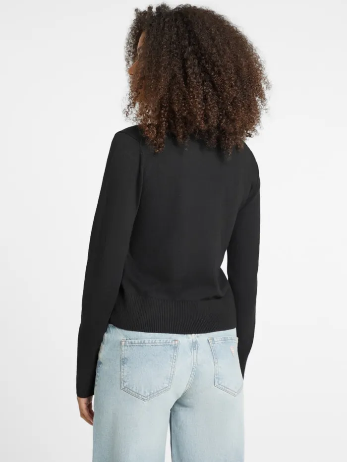 GUESS Hoodies and Sweaters Silk And WoolBlend Crew Logo Sweater Black 8211 Women