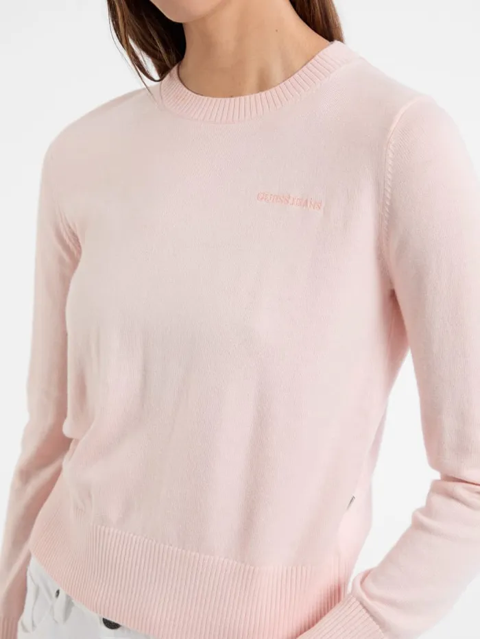 GUESS Hoodies and Sweaters Silk And WoolBlend Crew Logo Sweater Black 8211 Women