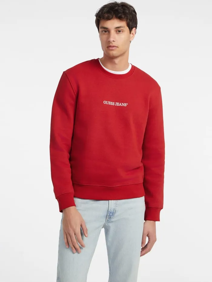 GUESS Hoodies and Sweaters Slim Logo Crewneck Sweatshirt Red 8211 Men