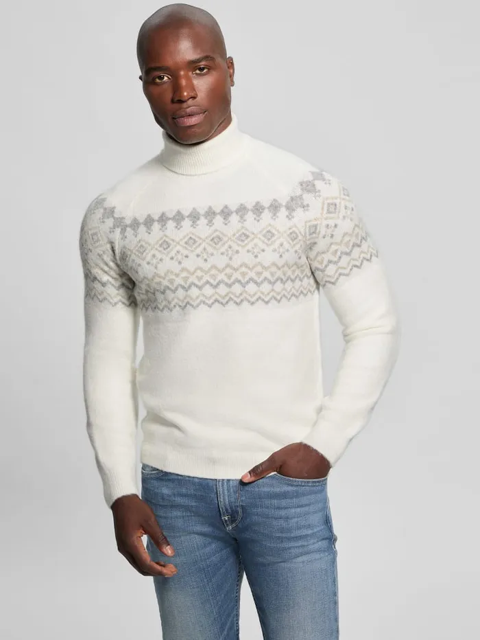 GUESS Hoodies and Sweaters WoolBlend Turtleneck Sweater White 8211 Men