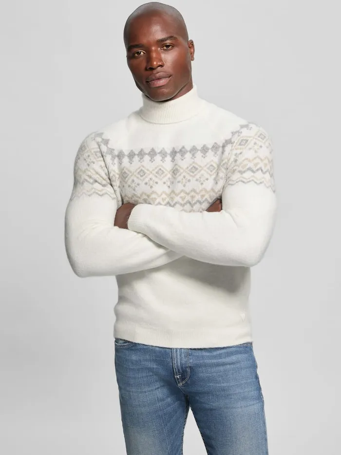 GUESS Hoodies and Sweaters WoolBlend Turtleneck Sweater White 8211 Men