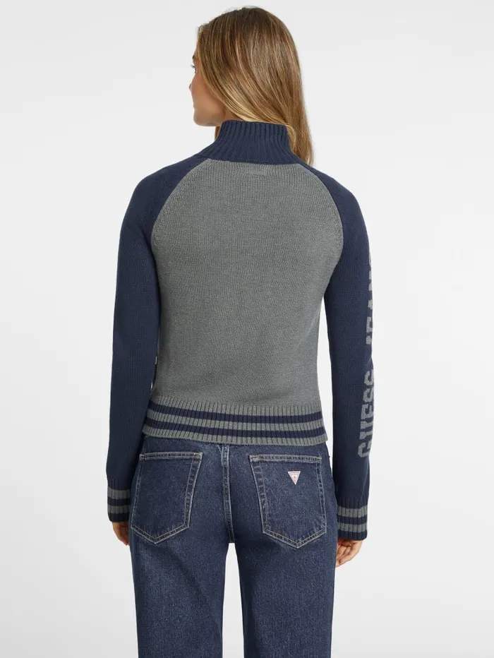 GUESS Hoodies and Sweaters WoolBlend Varsity Logo Zip Sweater Red 8211 Women