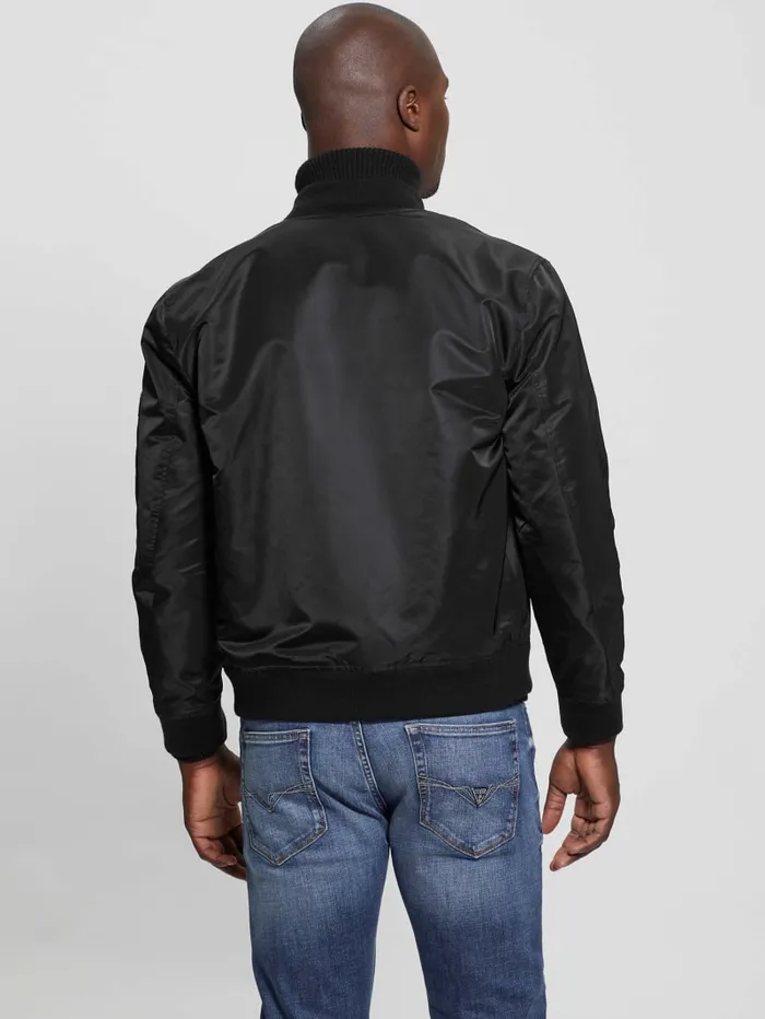 GUESS Jackets and Coats Ace Satin Flight Jacket Black 8211 Men