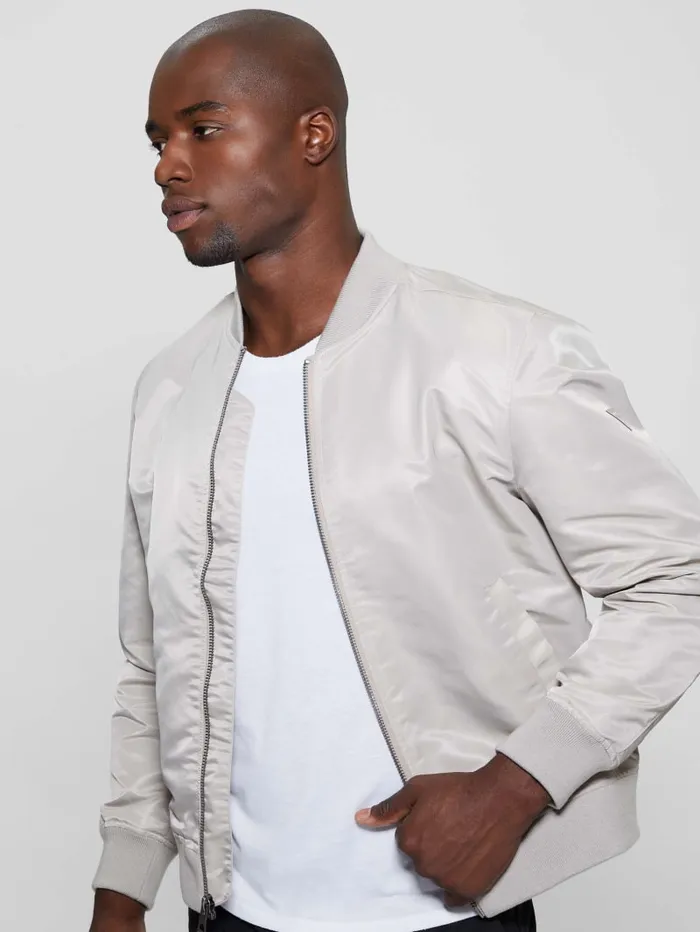 GUESS Jackets and Coats Ace Satin Flight Jacket Black 8211 Men