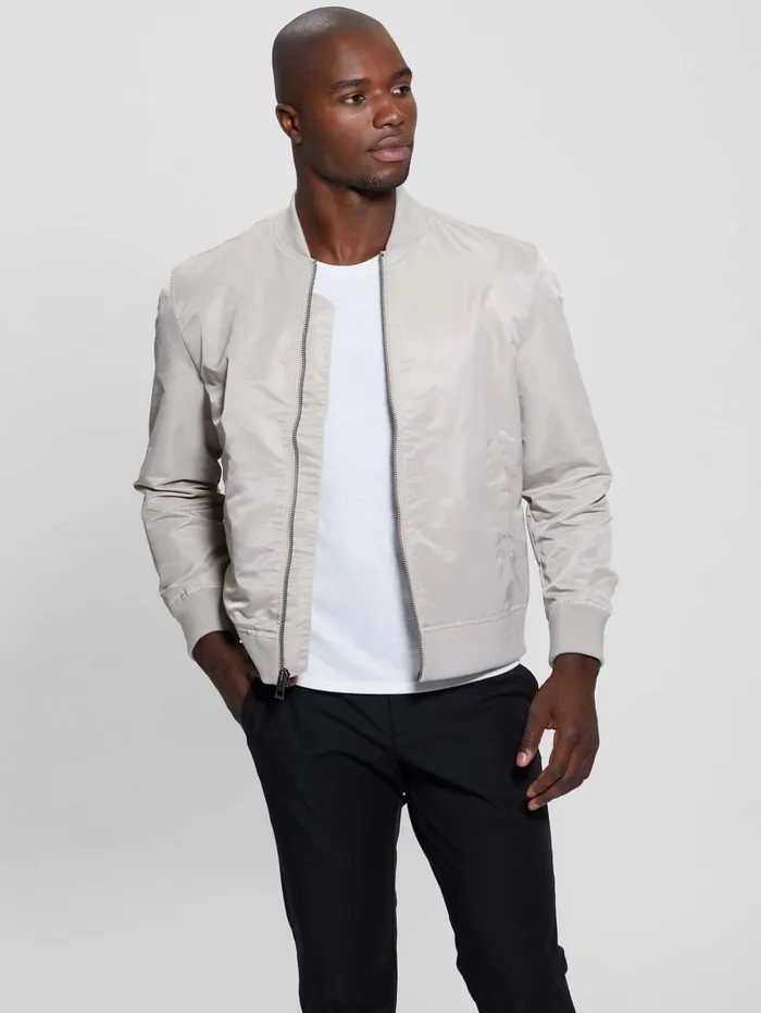 GUESS Jackets and Coats Ace Satin Flight Jacket Black 8211 Men