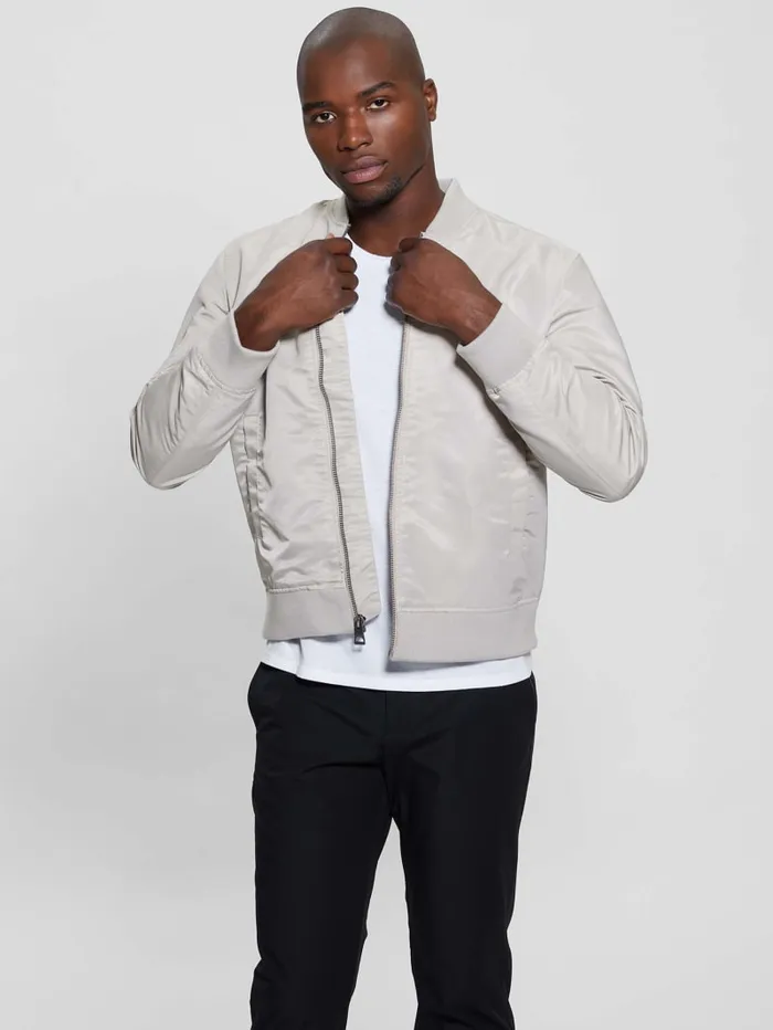 GUESS Jackets and Coats Ace Satin Flight Jacket Black 8211 Men