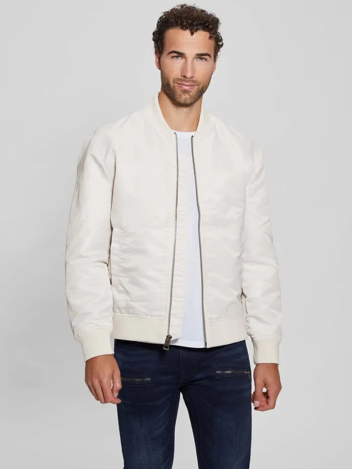 GUESS Jackets and Coats Ace Satin Flight Jacket Black 8211 Men