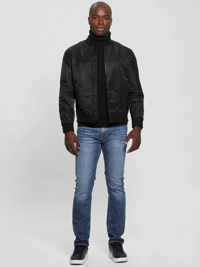 GUESS Jackets and Coats Ace Satin Flight Jacket Black 8211 Men