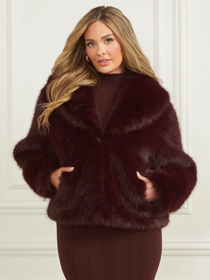 GUESS Jackets and Coats Audrey FauxFur Coat Purple 8211 Women
