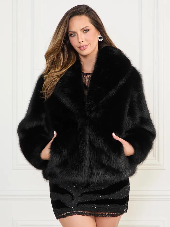 GUESS Jackets and Coats Audrey FauxFur Coat Purple 8211 Women