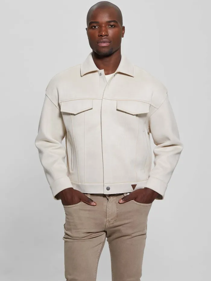 GUESS Jackets and Coats Baldwin FauxSuede Trucker Jacket Beige 8211 Men