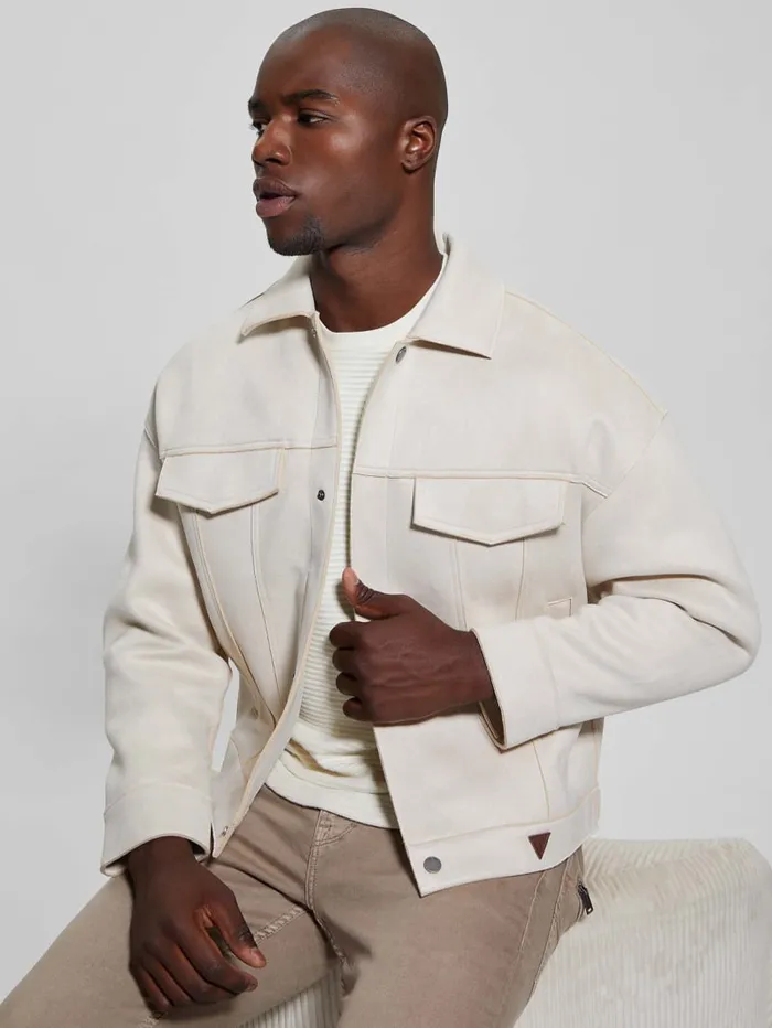 GUESS Jackets and Coats Baldwin FauxSuede Trucker Jacket Beige 8211 Men