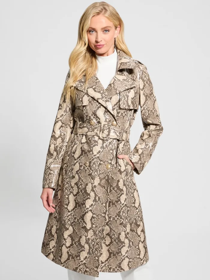 GUESS Jackets and Coats Briana FauxLeather Trench Coat Red 8211 Women